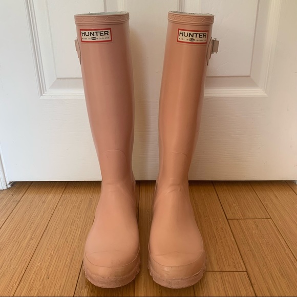 Hunter Boots Made in Scotland Light Pink Wellington Rain Boots - Picture 3 of 12